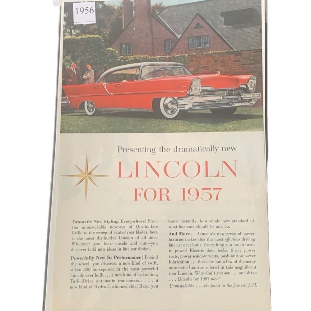 Vintage 1956 Lincoln Dramatically New Ad Advertisment